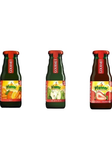 Pfanner Gourmet Yeşil Elma + Portakal Havuç + Çilek Aromalı Meyve Suyu 3 x 200 ML
