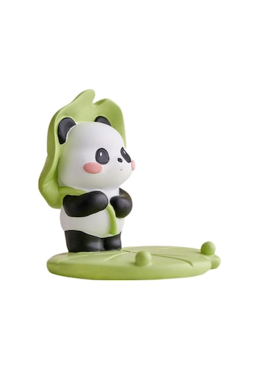 Homyl Panda Telefon Standı Dekoratif Hayvan Heykeli Odası Dekor 9,2cmx9,2cmx9cm