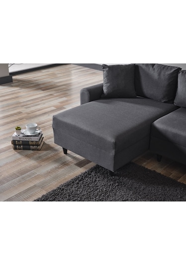 Kagu Corner Flavia Köşe Takımı Puflu Koyu Gri