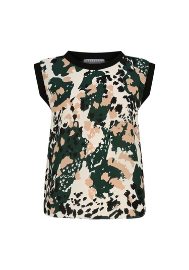 Kadın Desenli Kolsuz Bluz Frn1109 Yeşil