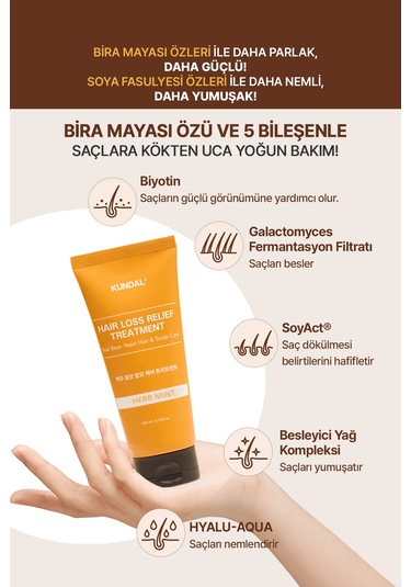 Saç Dökülmelerine Karşı Bakım Kremi Kundal Hair Loss Relief Treatment Herb Mint