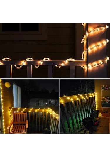 10m 100 Led Solar Led Işık Gün Işığı Şeffaf Kablolu Beyaz