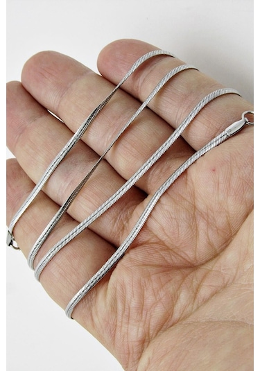 Yassı Model Snake Yılan Kolye Erkek Çelik Kolye Zincir Eck03 (374690265) Beyaz