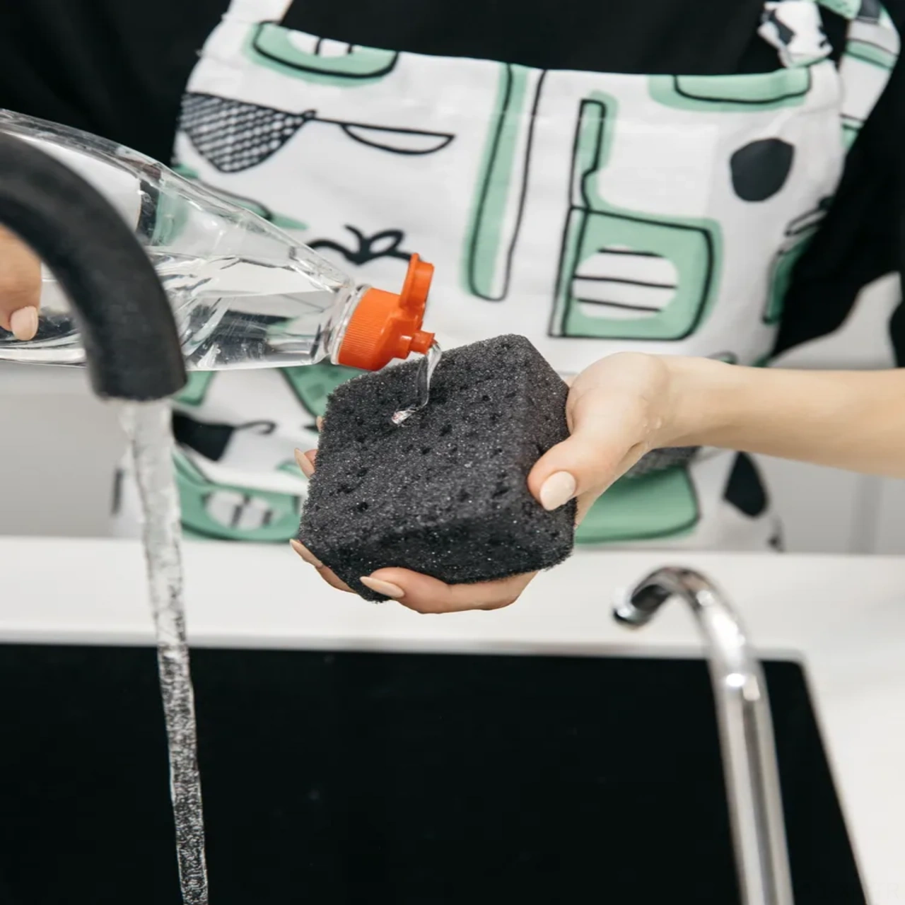 Xiyyadms Mutfak Temizliği İçin Kalın, Su Tutucu Doğal Ahşap Hamuru Pamuk Yıkama Sponsesi - 5 Adet Paket Siyah