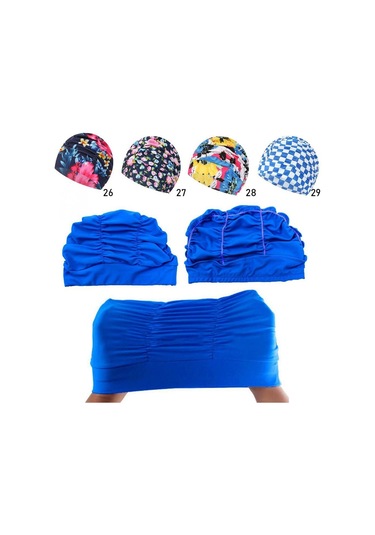 Baskılı Spor Aksesuarları Elastik Naylon Türban Uzun Saç Koruma Havuz Banyo Şapkaları Yüzme Kap 12 Çok Renkli