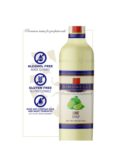 Simoenlli Kahve Şurubu Lime Aromalı Şurup 700 ML + Pompa Simonelli