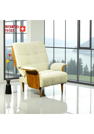 Smarto Relax Tv Koltuğu Genova Oro Sabit Ergonomik Kadife/şönil Açık Gri Dekoratif Baba Koltuğu Ekru