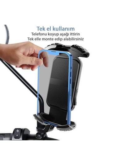 Mt27 Kilit Sistemli Ayna Bağlantılı Motosiklet Telefon Tutucu Yat Siyah