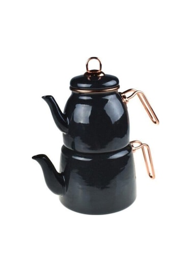 Oyks Taşev Emaye Çaydanlık Takımı Siyah