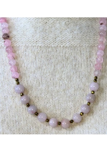 Doğal Taş Pembe Kuvars Doğal Taşlı Kadın Kolye Euk20pk2 Pembe