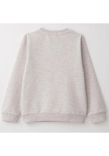 Kız Çocuk Ayıcık Nakışlı Pamuklu Eşofman Takım-14585 Gri