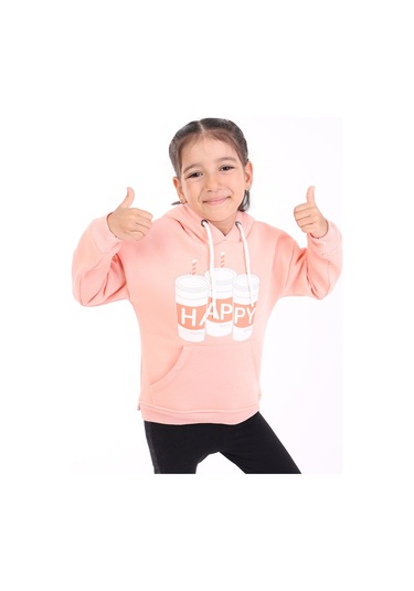 Toontoy Kız Çocuk Baskılı Sweatshirt Somon