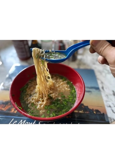 Ximistore9 Mavi İki Fonksiyonlu Erişkin Makarna Kaşığı - Çatal Ve Kaşık Birleşik Tasarım, Gıda Grubu Pp Malzeme, Ev/ofis/doğa Kullanıma Uygun Mavi