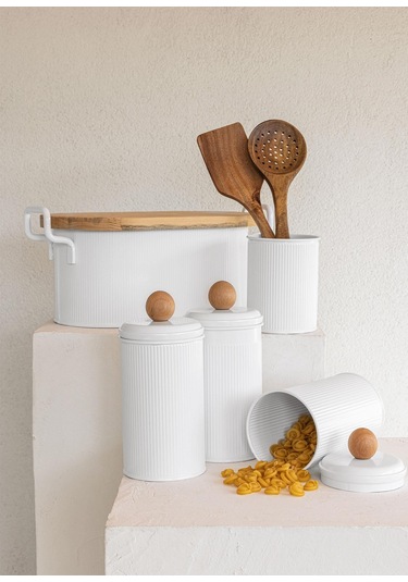 The Mia Stripe Tezgah Üstü Kaşıklık Beyaz 13x11 Cm