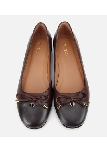 Hotiç Kadın Deri Kahverengi Fiyonk Detaylı Babet 01ayh313540a484 Kahverengi