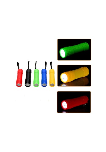 Valkyrie 5 Adet 9 Ledli El Feneri Seti - 5 Farklı Renk - 9 Led Güçlü Işık - Taşıması Kolay Cep Feneri Çok Renkli