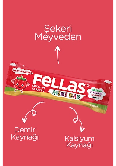 Fellas Çilek ve Kakaolu Mini Kids Meyve Bar 12 x 28 G