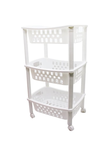 3 Katlı Sepet Düzenleyici - Raf Ünitesi Tekerlekli 400x295x700mm A Stili