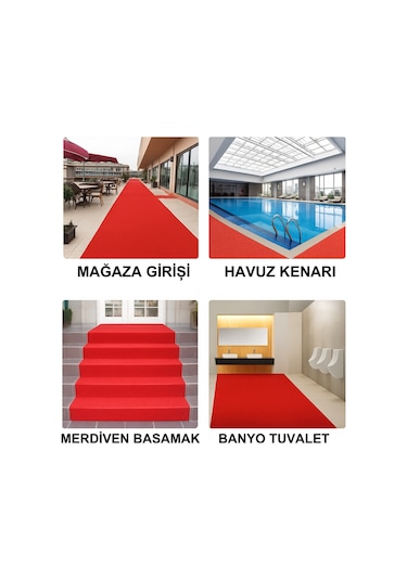Beylin Kıvırcık Pvc Paspas Dış Zemin Halı Yolluk Kırmızı 100x800 Kırmızı