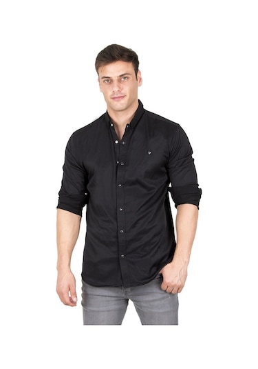 Deepsea Erkek Siyah Çıt Çıt Düğmeli Kot Gömlek 2300413 Siyah