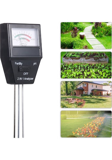 2'si 1 Arada Toprak Ph Ölçer Verimlilik Test Cihazı Ph Test Cihazı Bahçe Çiftlik Çim İç Mekan Dış Mekan Bitki Bakımı