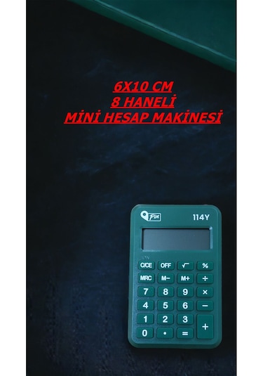 6x10 Cm 8 Hane Mini Hesap Makinesi Yeşil Çok Renkli