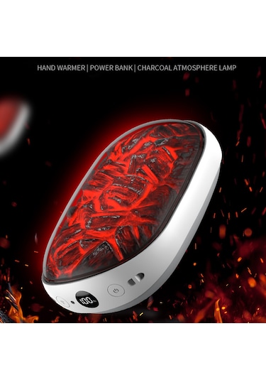 X6 10000mah Güç Bankası 3 Vitesli Sıcaklık Kömür Ateşi Tasarım Kış Elektrikli El Isıtıcı - Siyah