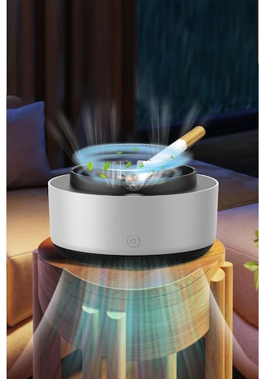 Araç Ev Ofis Dumanı İçine Çeken Kül Tablası Akıllı Kokusuz Küllük Duman Filtreli Hava Temizleyici