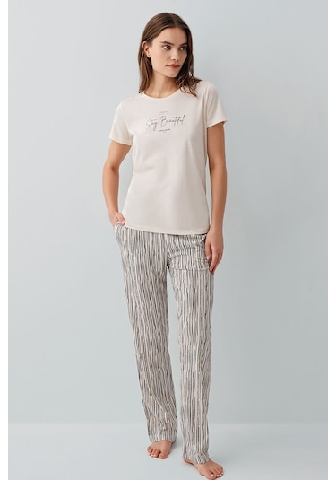 Pierre Cardin Kadın Krem Pijama Takım Krem
