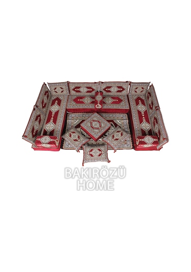 Şark Köşesi Takımı 20 Cm Minder Kalınlığı Bordo Yahyalı Modeli 19 Parça Bordo