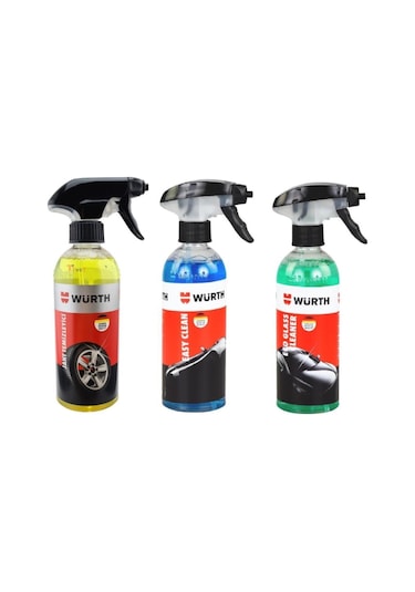 Würth Oto Temizleme Cam Temizleyici Jant Temizleme Spreyi 3lü Set