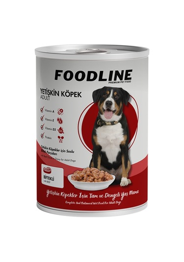 Foodline Biftekli Yetişkin Köpek Konservesi 24 x 400 G