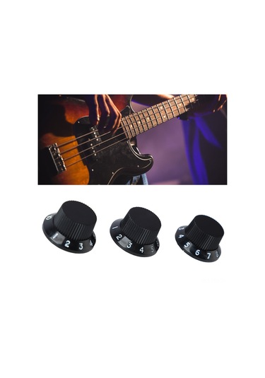 Hfambition 3'lü Siyah Altın Yazılı Plastik Gitar/bas Potansiyometre Kapağı - Ses Ve Ton Kontrol Devresi Yer Değiştirme Parçası