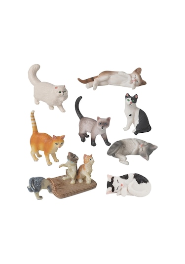 Dolıty Gerçekçi Kedi Figürleri Oyuncak Kek Topper Bir-set