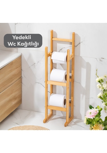 Perotti 16615 Looris Bambu Yedekli Wc Kağıtlık Standlı