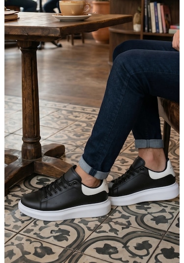 In Step Urban Comfort Serisi: Siyah Deri Erkek Minimalist Sneakers