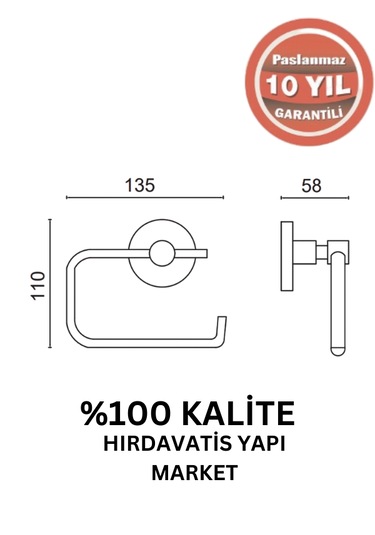 Çelik Banyo Paslanmaz Pirinç Flora Açık Kağıtlık Mat Siyah