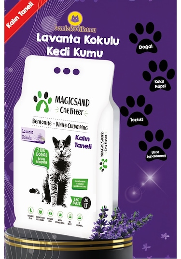 Magicsand Cat Litter Lavanta Kokulu Kalın Bentonit Kedi Kumu 20 L