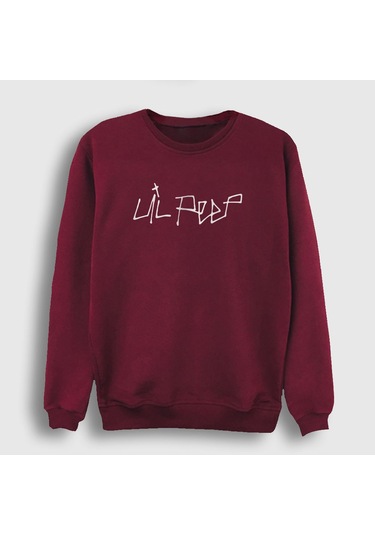 Presmono Unisex Logo Lil Peep Sweatshirt Bordo