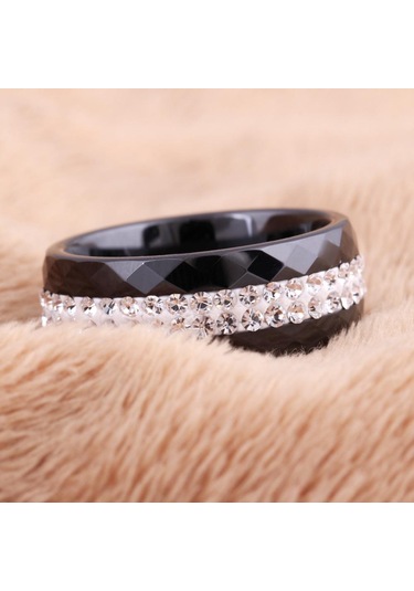 Siyah Moda Siyah/beyaz Şık Seramik Alyans 9 Siyah