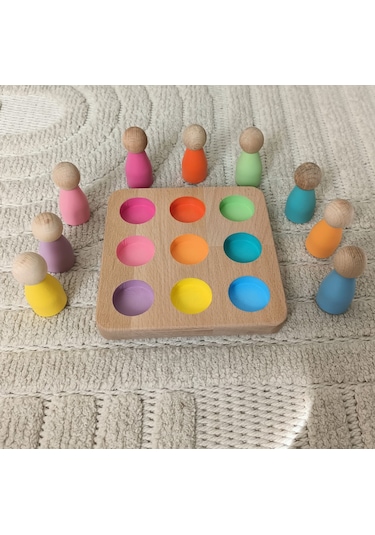 Eşleştirme Tablalı Peg Oyunu 9 Renk