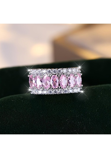 Sarı Parlak Pembe Kristal Taş Zirkon Alyans Kadınlar İçin Moda Düğün Parti Takı Hediye 6 Sarı