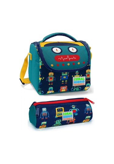 Coral High Erkek Yeşil Lacivert Robot Beslenme Çantası Seti