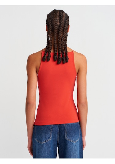 Dilvin 21020 Halter Yaka Top-kırmızı Kırmızı