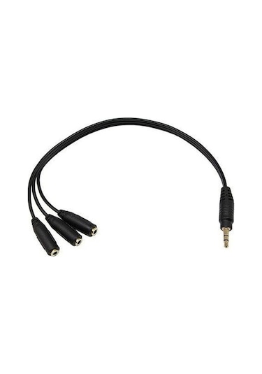 3'lü Stereo Çoklayıcı Ses Sistemi Kablosu 3 X 3.5 MM Dişi 1X E