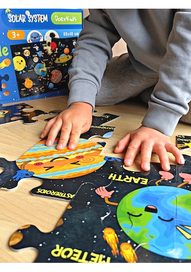 Doerkids Dev Gezegenler Puzzle Jumbo Yer Puzzle Eğitici Solar Sistem 24 Parça Gezegenler Eğitici Puzzle