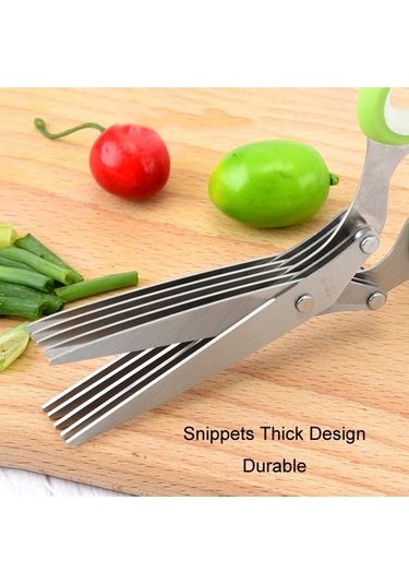 Beş Katmanlı Sebze Makas Ofis Parçalama Paslanmaz Çelik Makas Yeşil Gri Diğer