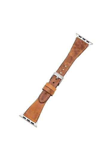 Apple Uyumlu  Watch Deri Kordon 38-40-41mm Slim G19 Taba