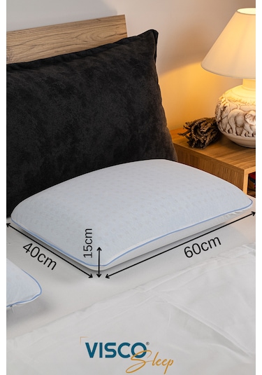 Visco Yastık Pavo Mavi Hava Kanallı Ergonomik Yastık 60x40x15 Cm