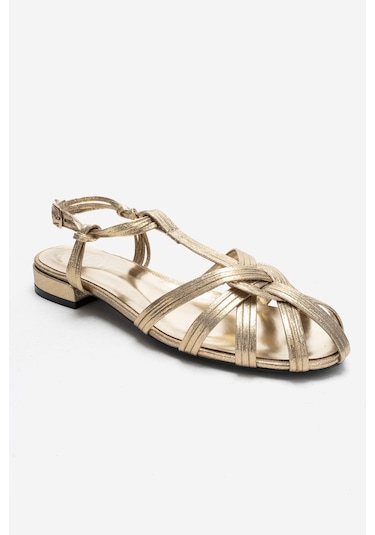 Luvishoes Rosse Altın Simli Kadın Sandalet Altın